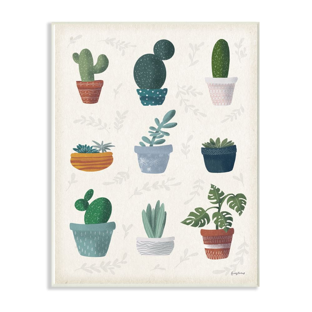 Stupell Industries Cute Succulent Design Pattern Chart Wall Plaque Art by Becky Thorns