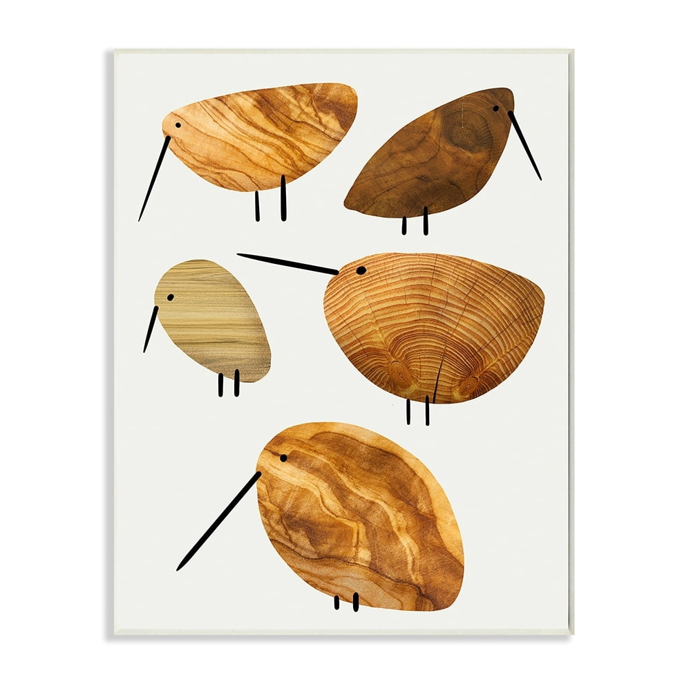 Stupell Industries Cute Tree Patterned Birds Abstract Rustic Animal Wall Plaque by Daphne Polselli