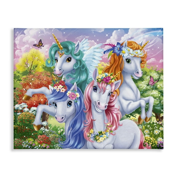 Stupell Industries Cute Unicorn Selfie Fantasy & Sci-Fi Painting Wrapped Canvas Art Print Wall Art, 20 x 16