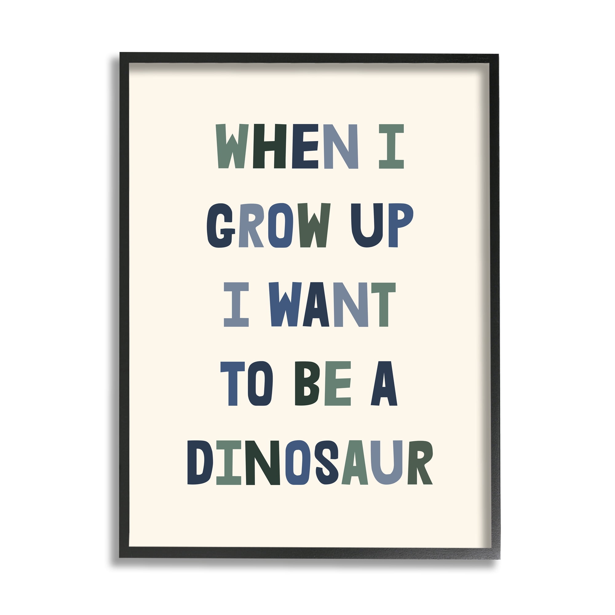 Stupell Industries Cute Want To Be Dinosaur Quote Text Simple Graphic Art Black Framed Art Print Wall Art, 24x30, by Lil' Rue