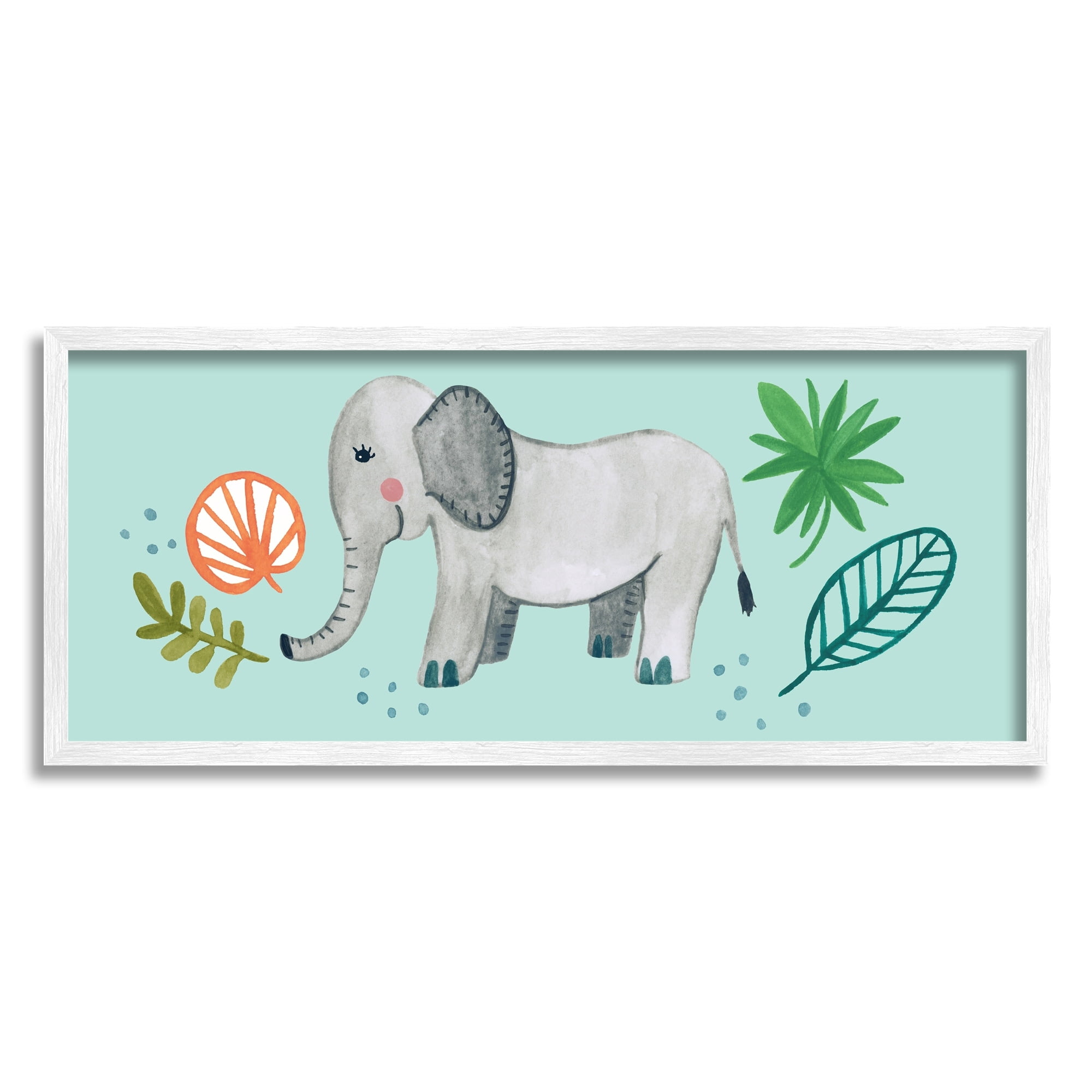 Stupell Industries Cute Whimsical Elephant Plant Botanical Illustration , 30 x 13, Design by Heather Strianese