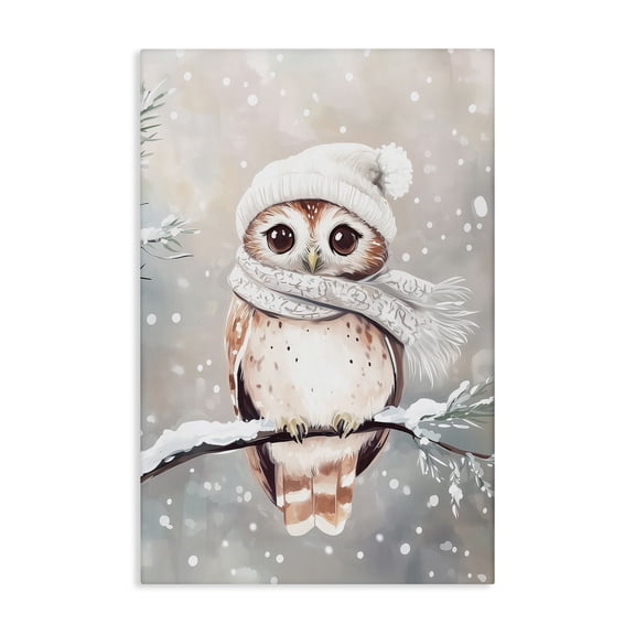 Stupell Industries Cute Winter Owl Canvas Wall Art, design by Arlington Prints