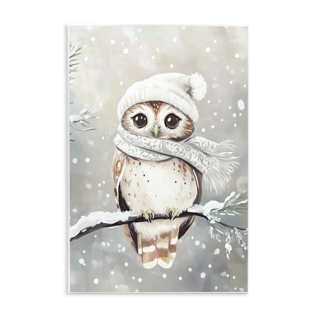 Stupell Industries Cute Winter Owl Wall Plaque Art, design by Arlington Prints