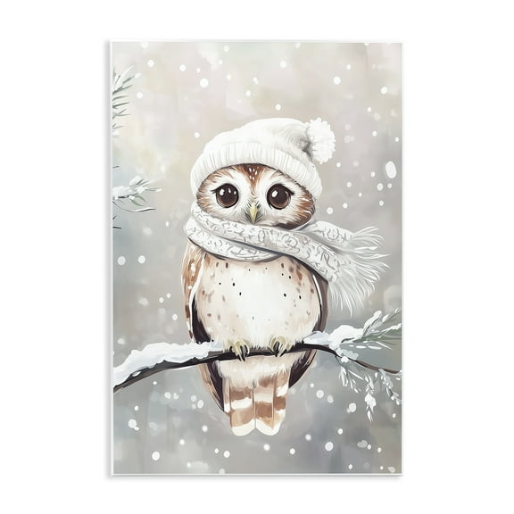 Stupell Industries Cute Winter Owl Wall Plaque Art, design by Arlington Prints