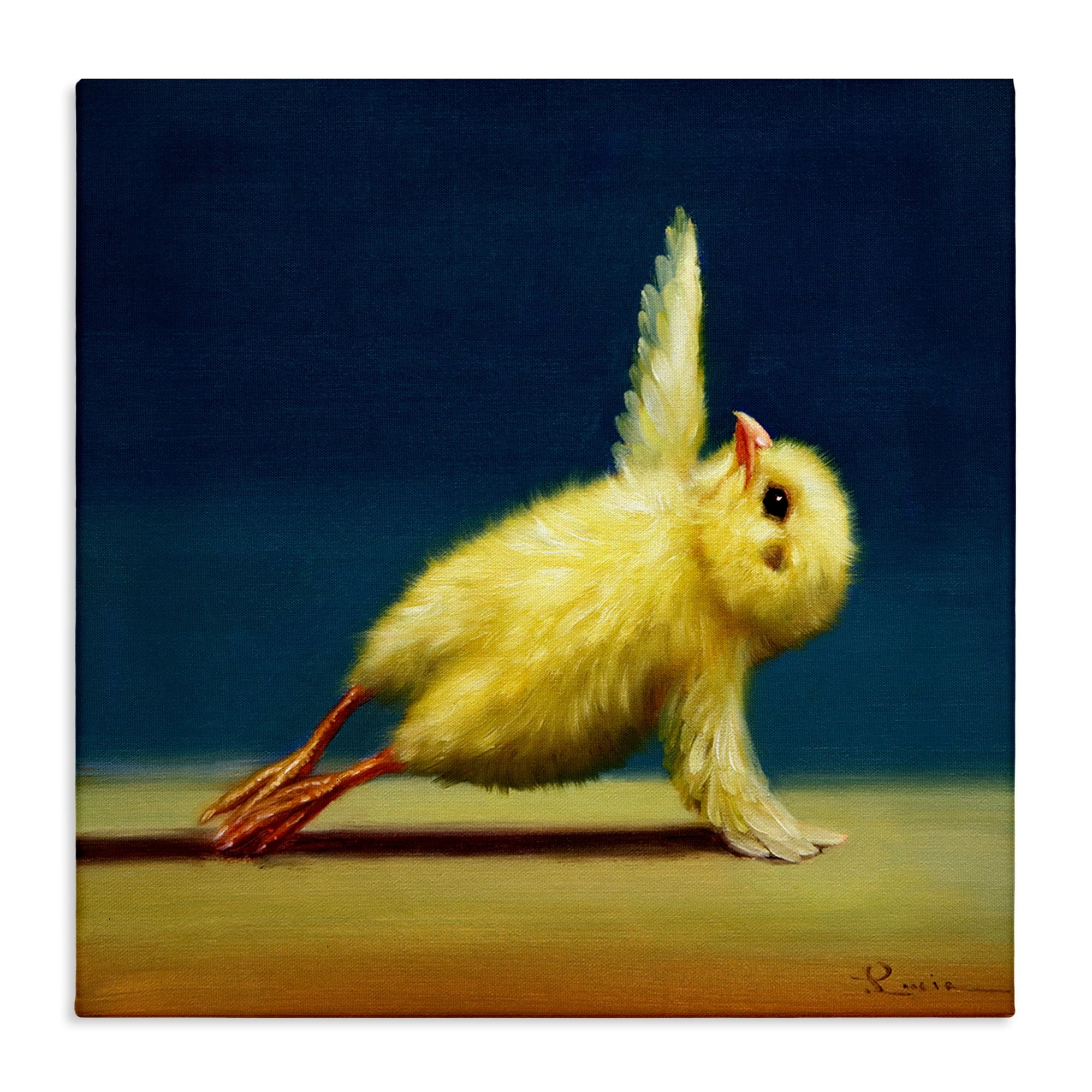 Stupell Industries Cute Yellow Chick Stretching Yoga Detailed Painting Gallery-Wrapped Canvas Print Wall Art, 24x24, by Lucia Heffernan