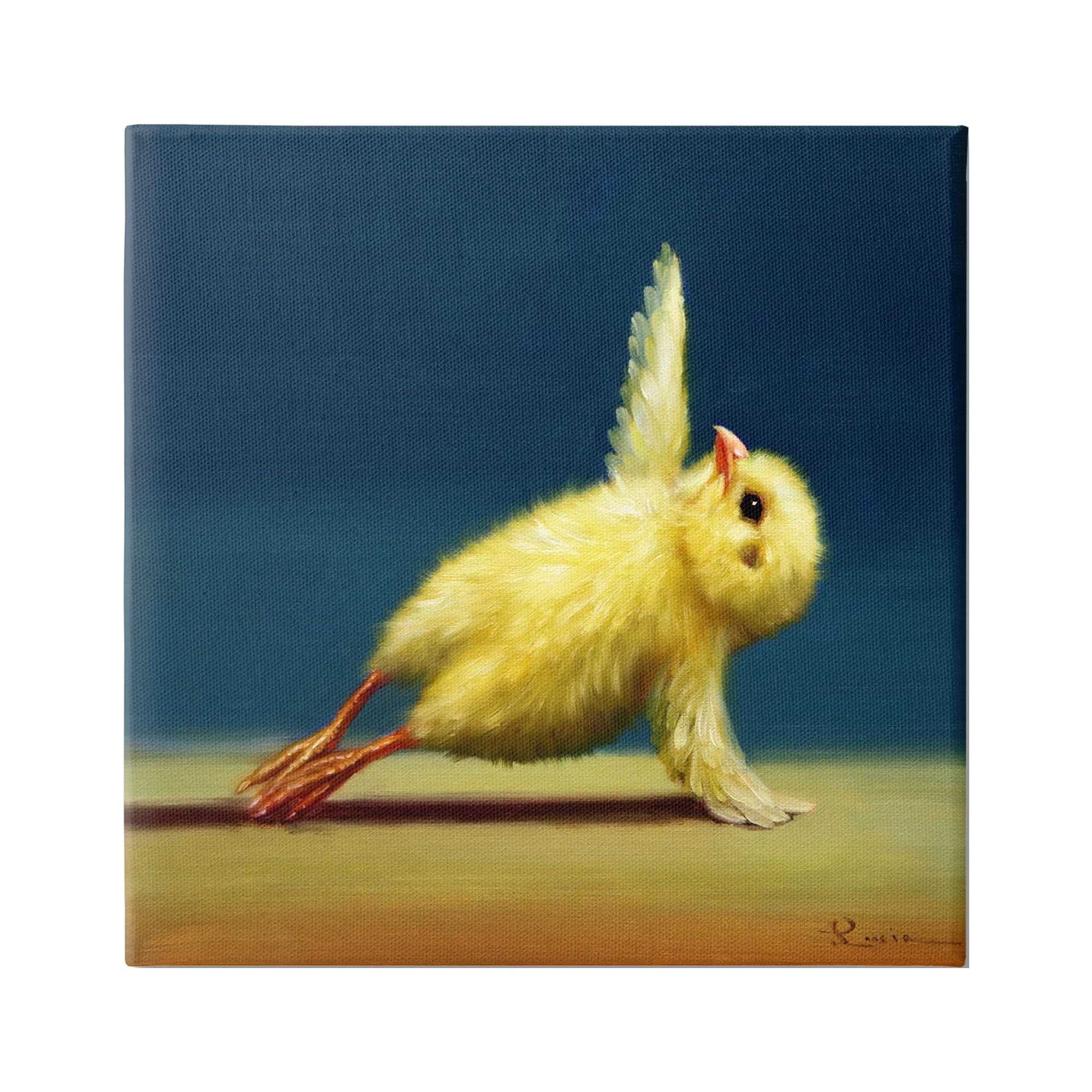 Stupell Industries Cute Yellow Chick Stretching Yoga Detailed Painting Gallery-Wrapped Canvas Print Wall Art, 30x30, by Lucia Heffernan