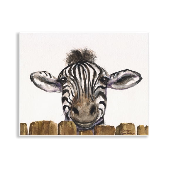 Stupell Industries Cute Zebra Above Fence Wall Plaque Art, design by George Dyachenko