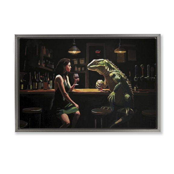 Stupell Industries Cuter Online Funny Date Gray Framed Floater Canvas Wall Art design by Keith Thomson, 17 x 25