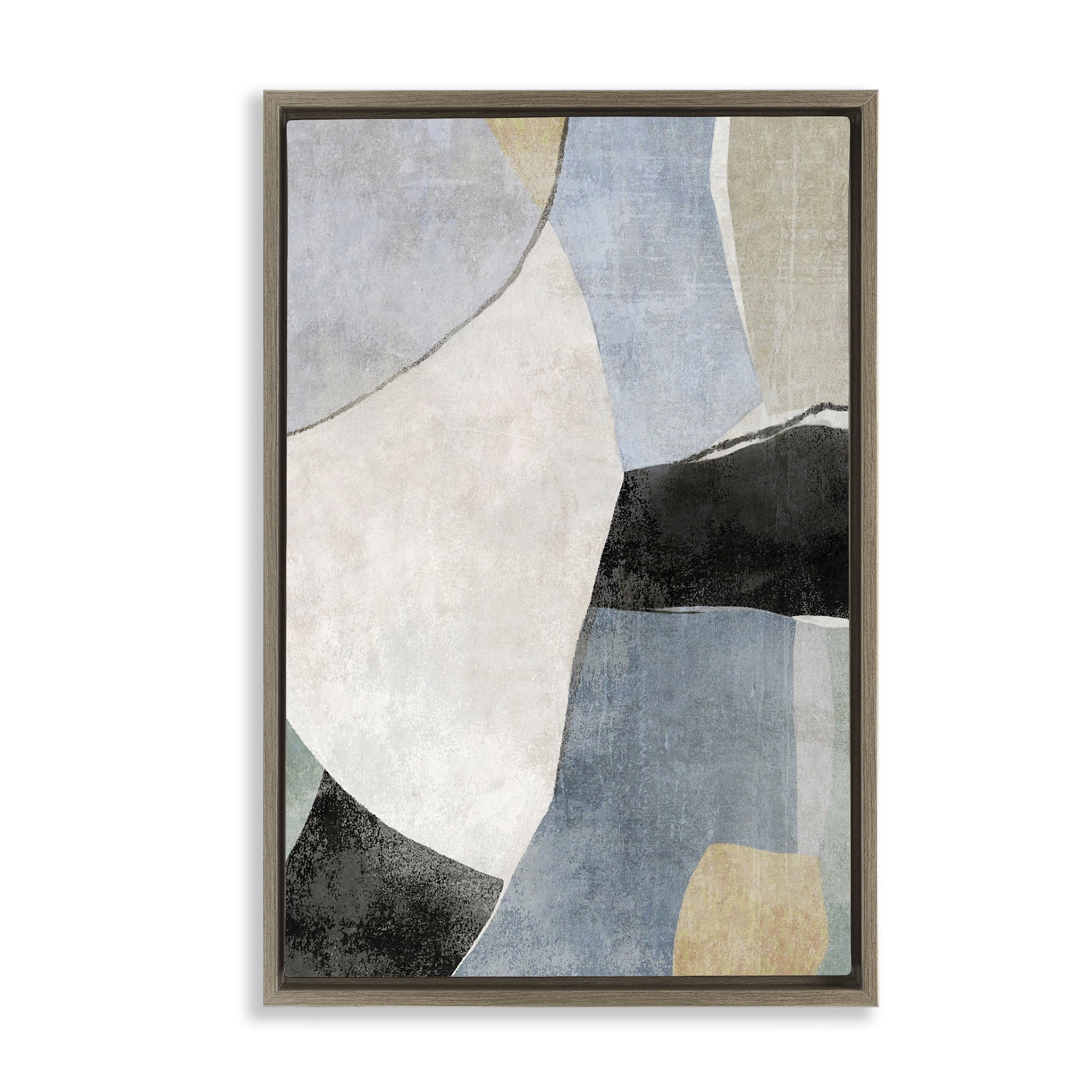 Stupell Industries Cutout Shapes Composition Abstract Painting Brown Floater Framed Canvas Art Print Wall Art, 21 x 31