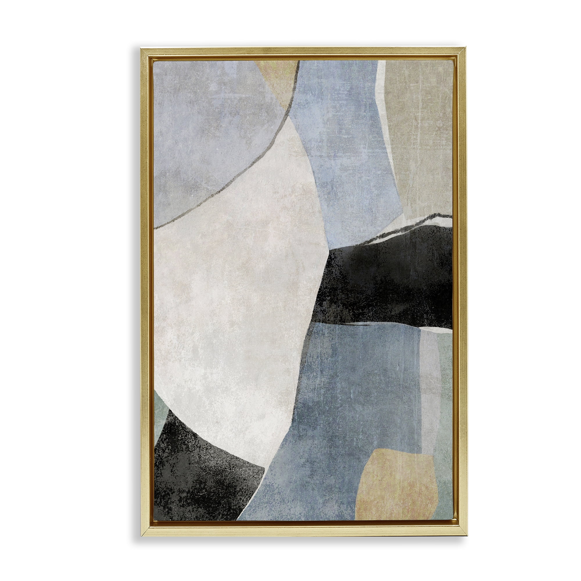 Stupell Industries Cutout Shapes Composition Abstract Painting Gold Floater Framed Canvas Art Print Wall Art, 21 x 31