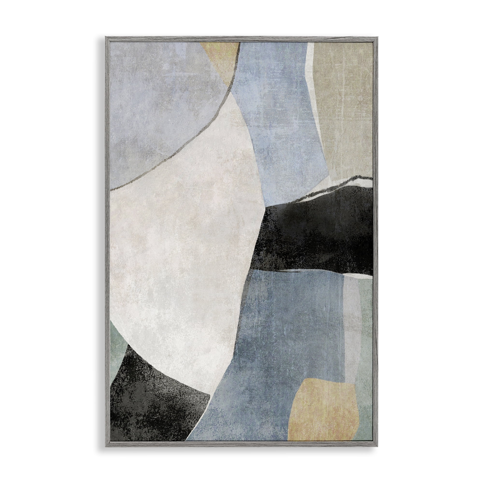 Stupell Industries Cutout Shapes Composition Abstract Painting Gray Framed Art Print Wall Art, 16 x 24