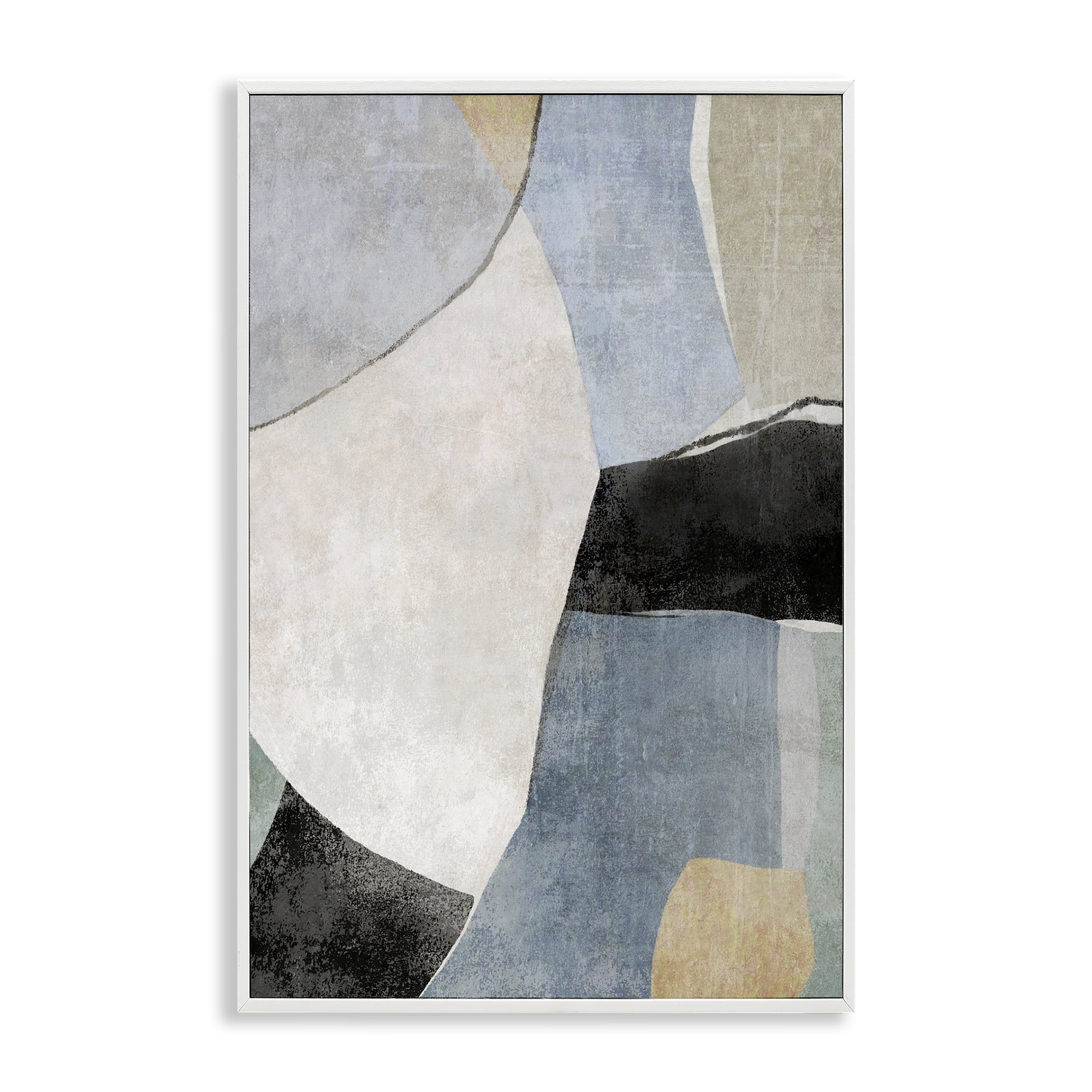 Stupell Industries Cutout Shapes Composition Abstract Painting White Framed Art Print Wall Art, 12 x 18