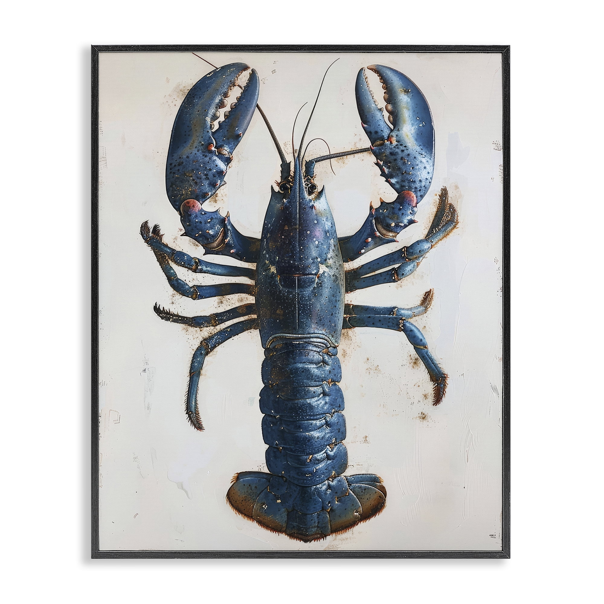 Stupell Industries Cyan Crustacean Lobster Animals Painting Black Framed Art Print Wall Art, 24 x 30