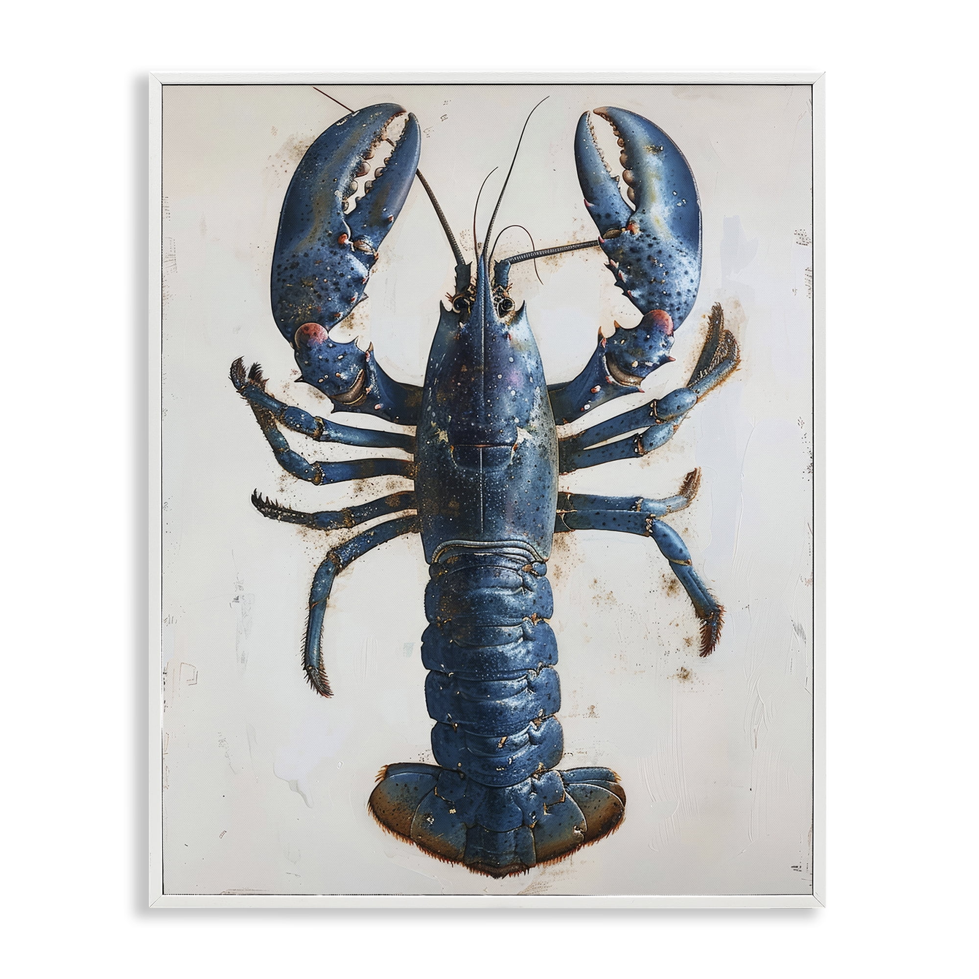 Stupell Industries Cyan Crustacean Lobster Animals Painting White Framed Art Print Wall Art, 24 x 30
