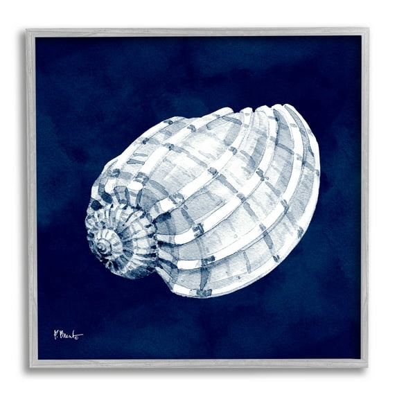 Stupell Industries Cyanotype Shells Coastal Illustration Graphic Art Gray Framed Art Print Wall Art, Design by Paul Brent