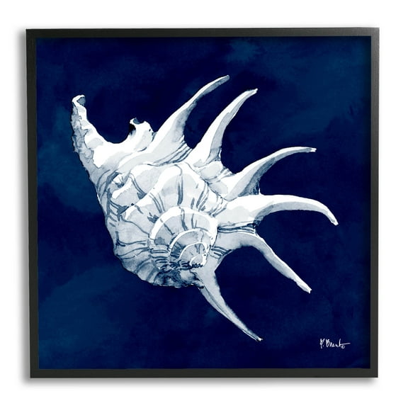 Stupell Industries Cyanotype Shells Traditional Conch Graphic Art Black Framed Art Print Wall Art, Design by Paul Brent