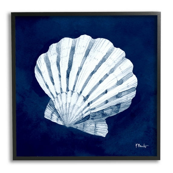 Stupell Industries Cyanotype Shells Traditional Scallop Graphic Art Black Framed Art Print Wall Art, Design by Paul Brent