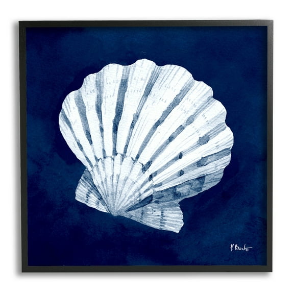 Stupell Industries Cyanotype Shells Traditional Scallop Graphic Art Black Framed Art Print Wall Art, Design by Paul Brent