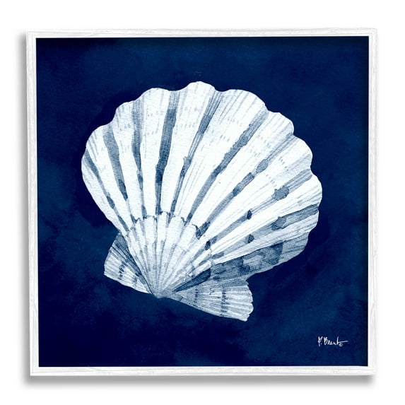 Stupell Industries Cyanotype Shells Traditional Scallop Graphic Art White Framed Art Print Wall Art, Design by Paul Brent