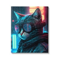 Stupell Industries Cybercat Futuristic Animal Goggles Animals & Insects Painting Gallery Wrapped Canvas Print Wall Art