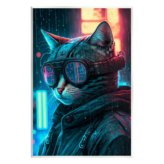 Stupell Industries Cybercat Futuristic Animal Goggles Animals & Insects Painting Unframed Art Print Wall Art