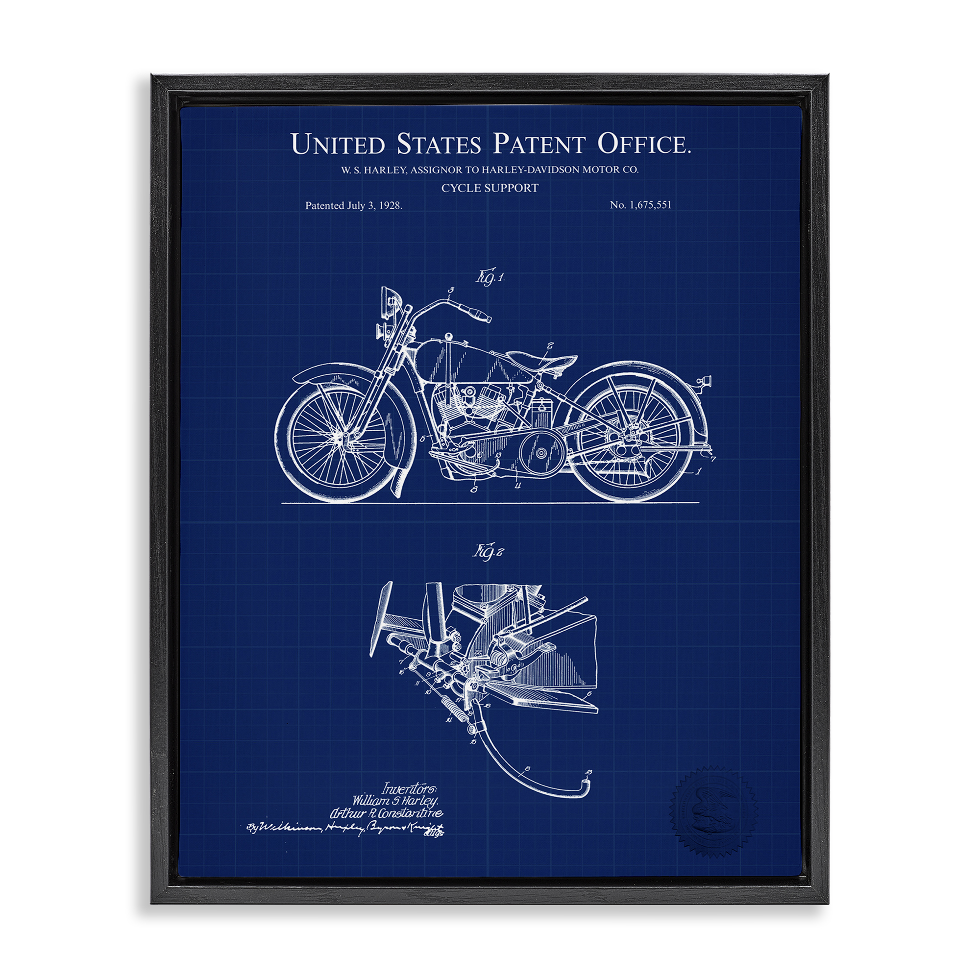 Stupell Industries Cycle Support Blueprint Transportation Painting Black Floater Framed Art Print Wall Art, 25 x 31