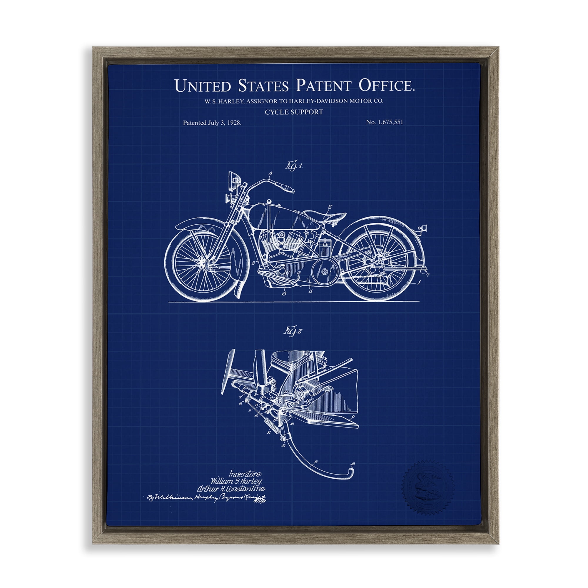 Stupell Industries Cycle Support Blueprint Transportation Painting Brown Floater Framed Art Print Wall Art, 25 x 31