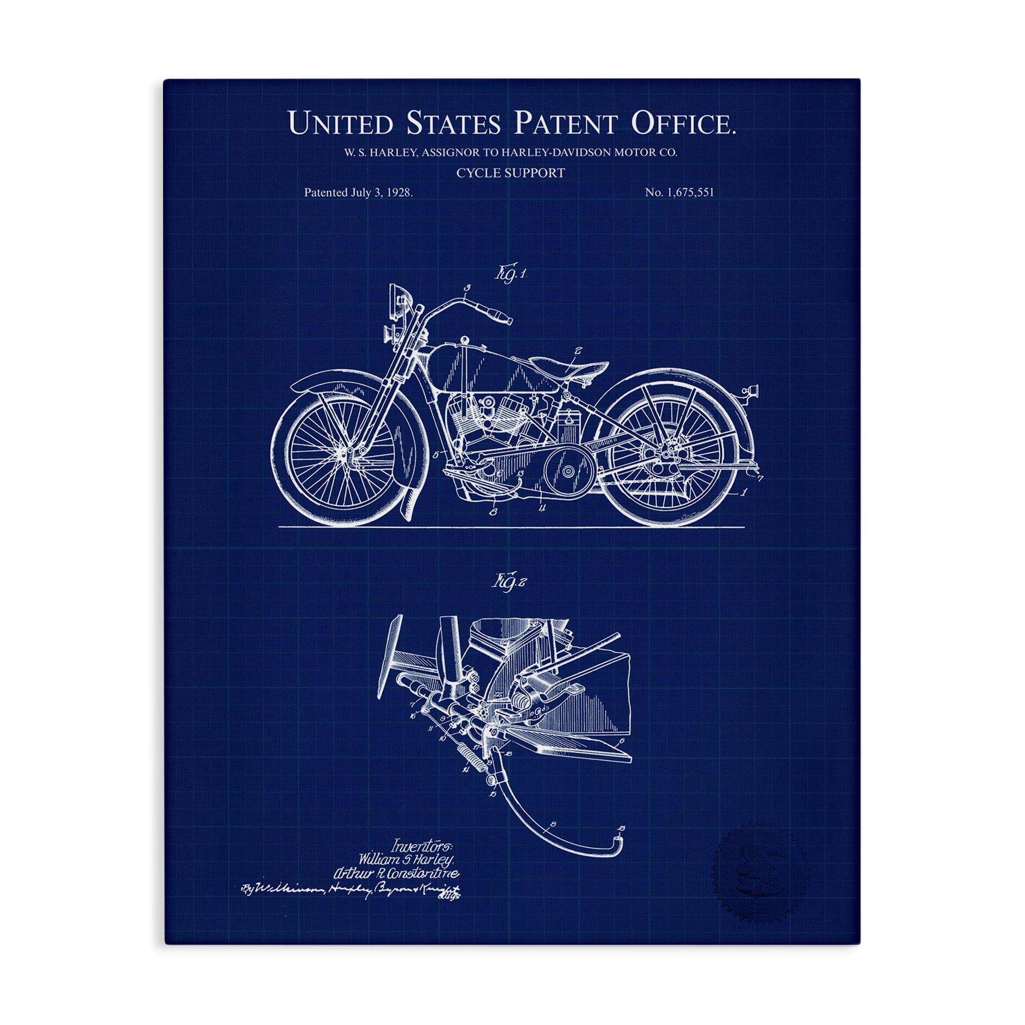 Stupell Industries Cycle Support Blueprint Transportation Painting Gallery Wrapped Canvas Art Print Wall Art, 16 x 20