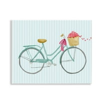 Stupell Industries Cycle Through Love on Stripes Transportation Painting Unframed Art Print Wall Art, 14 x 11