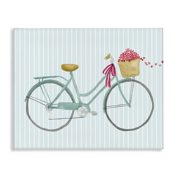 Stupell Industries Cycle Through Love on Stripes Transportation Painting Wrapped Canvas Art Print Wall Art, 30 x 24