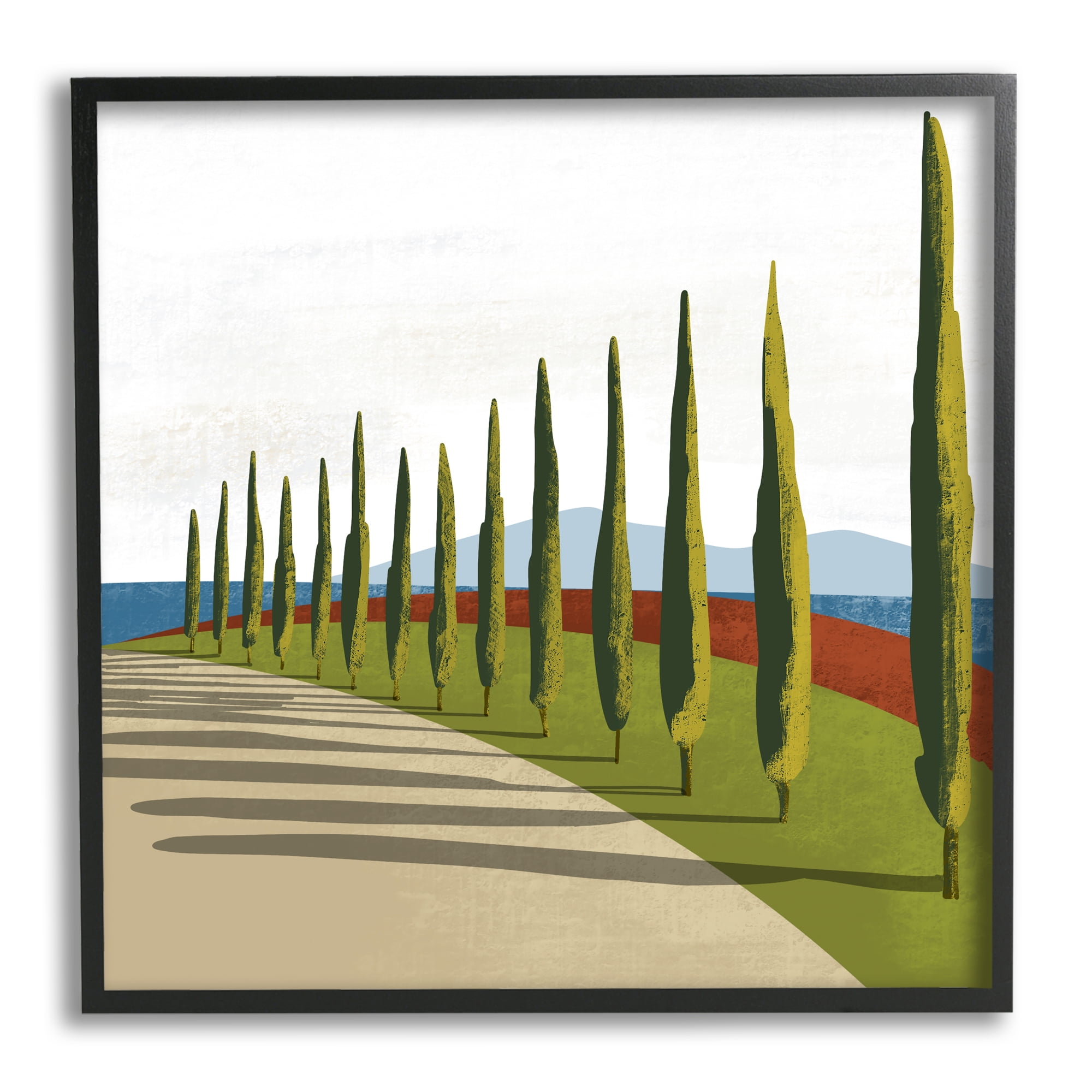 Stupell Industries Cypress Trees Tuscan Italian Fancy Garden Courtyard Road,12 x 12, Design by Arctic Frame