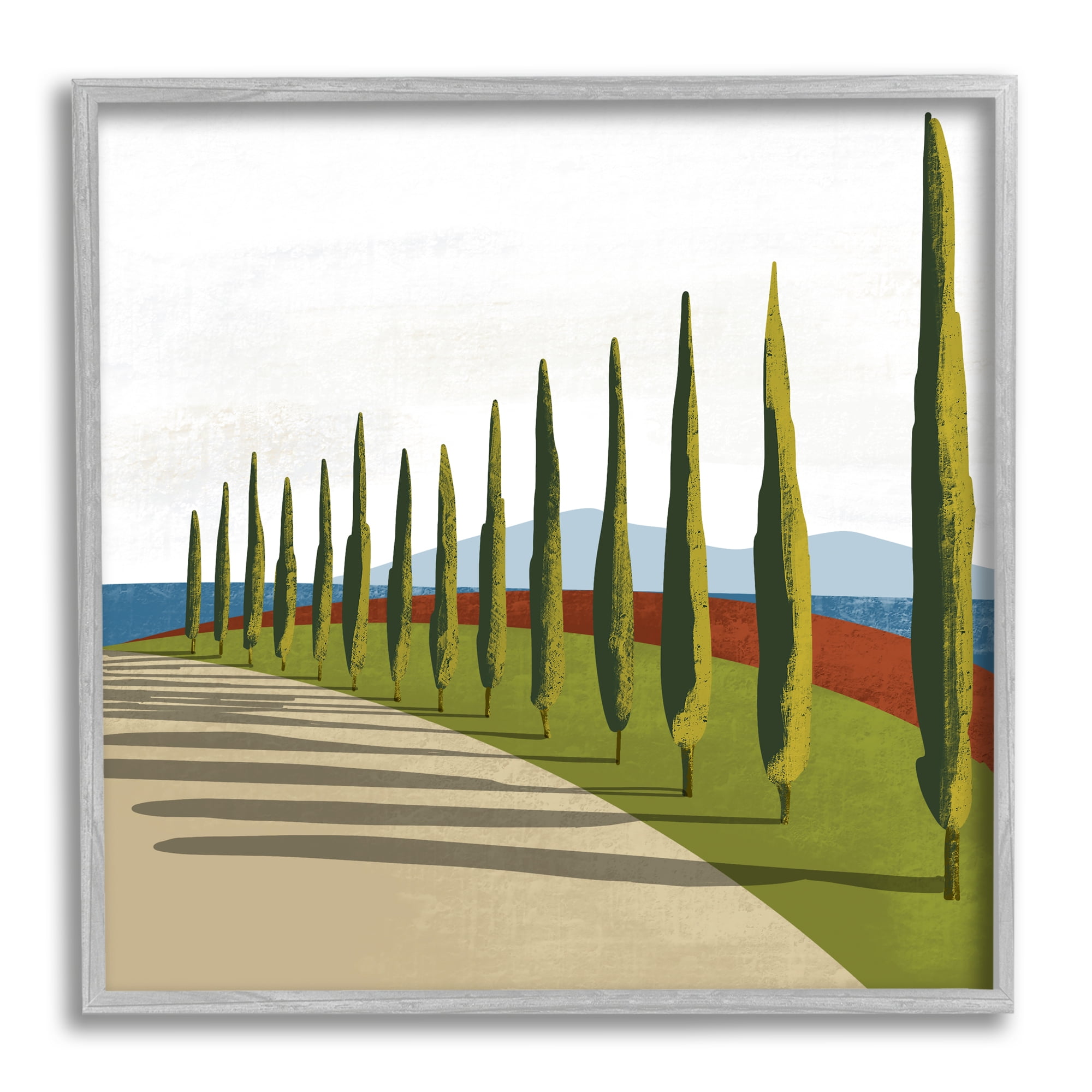 Stupell Industries Cypress Trees Tuscan Italian Fancy Garden Courtyard Road,12 x 12, Design by Arctic Frame