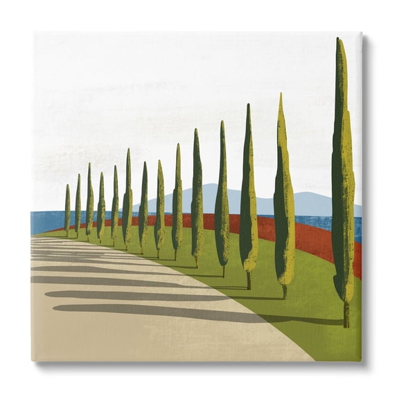 Stupell Industries Cypress Trees Tuscan Italian Fancy Garden Courtyard Road,30 x 30, Design by Arctic Frame