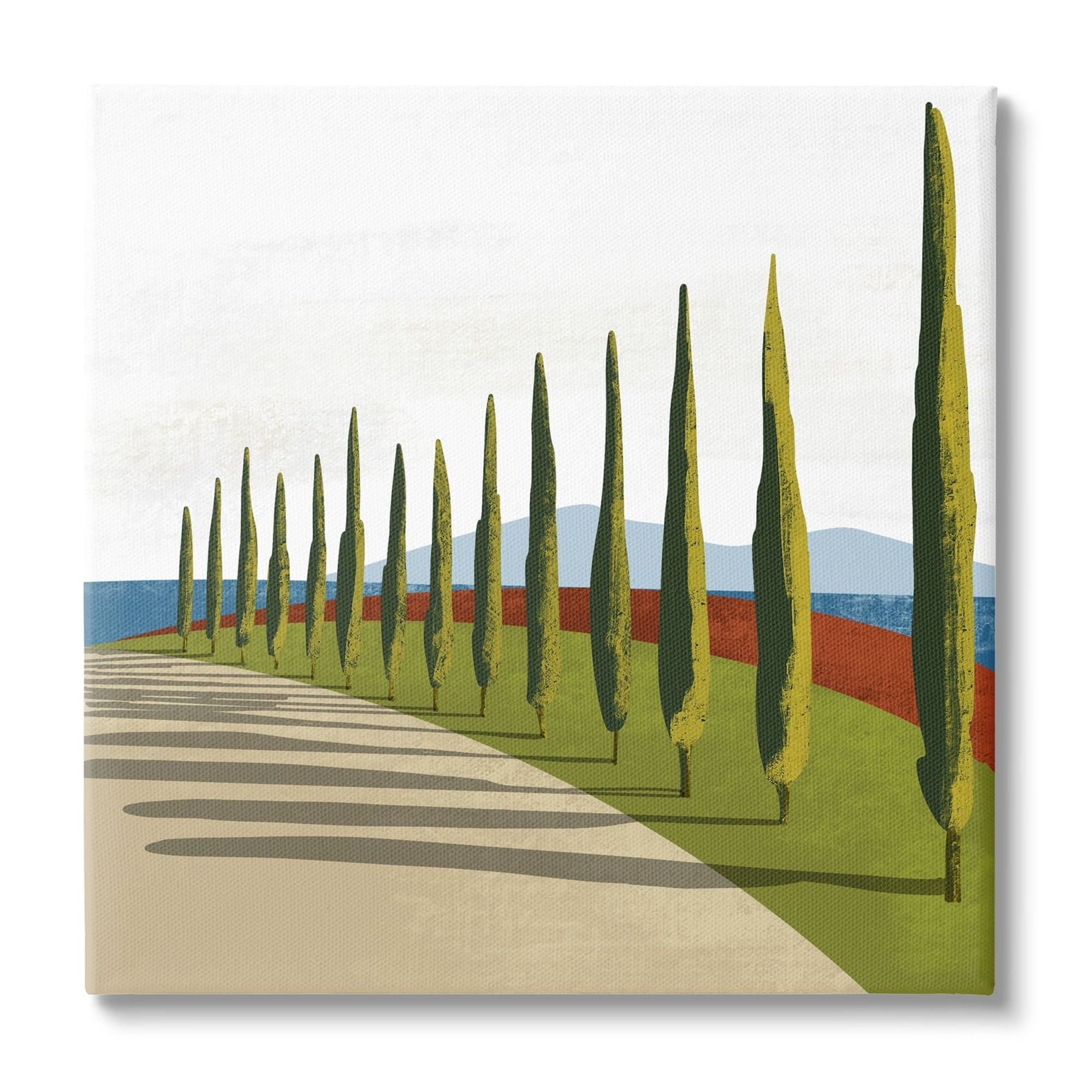 Stupell Industries Cypress Trees Tuscan Italian Fancy Garden Courtyard Road,36 x 36, Design by Arctic Frame