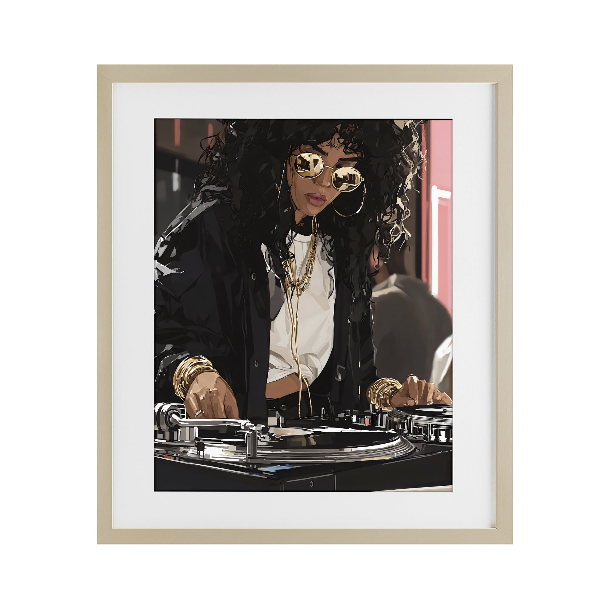 Stupell Industries DJ Focused On Turntables Birch Framed Print Under Glass, design by Franklyn Gregory