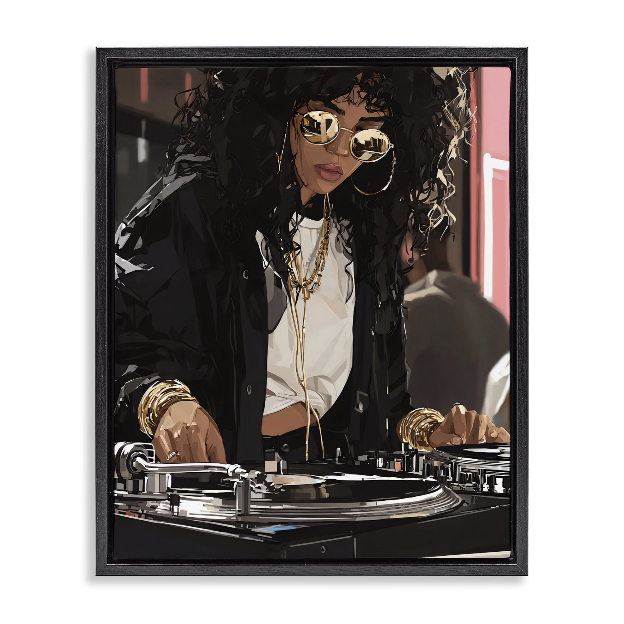 Stupell Industries DJ Focused On Turntables Black Framed Floater Canvas Wall Art, design by Franklyn Gregory