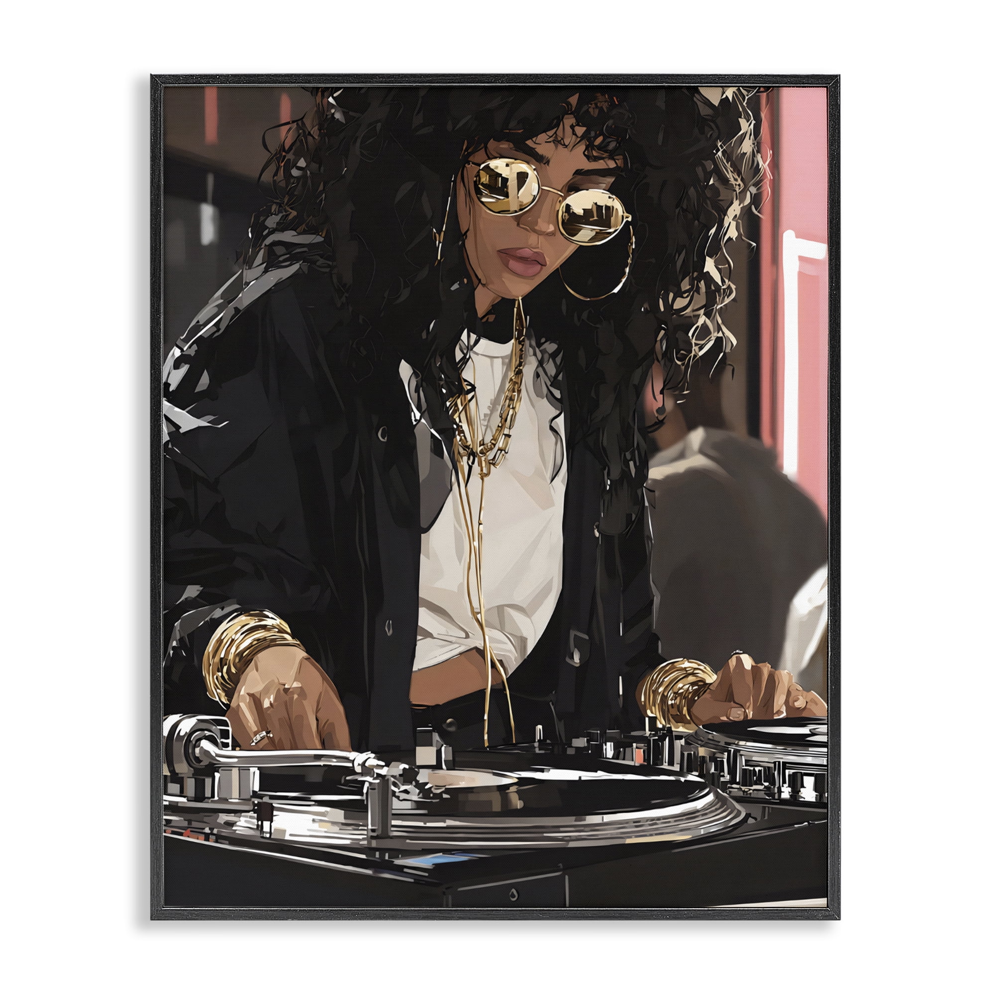 Stupell Industries DJ Focused On Turntables Black Framed Giclee Art, design by Franklyn Gregory