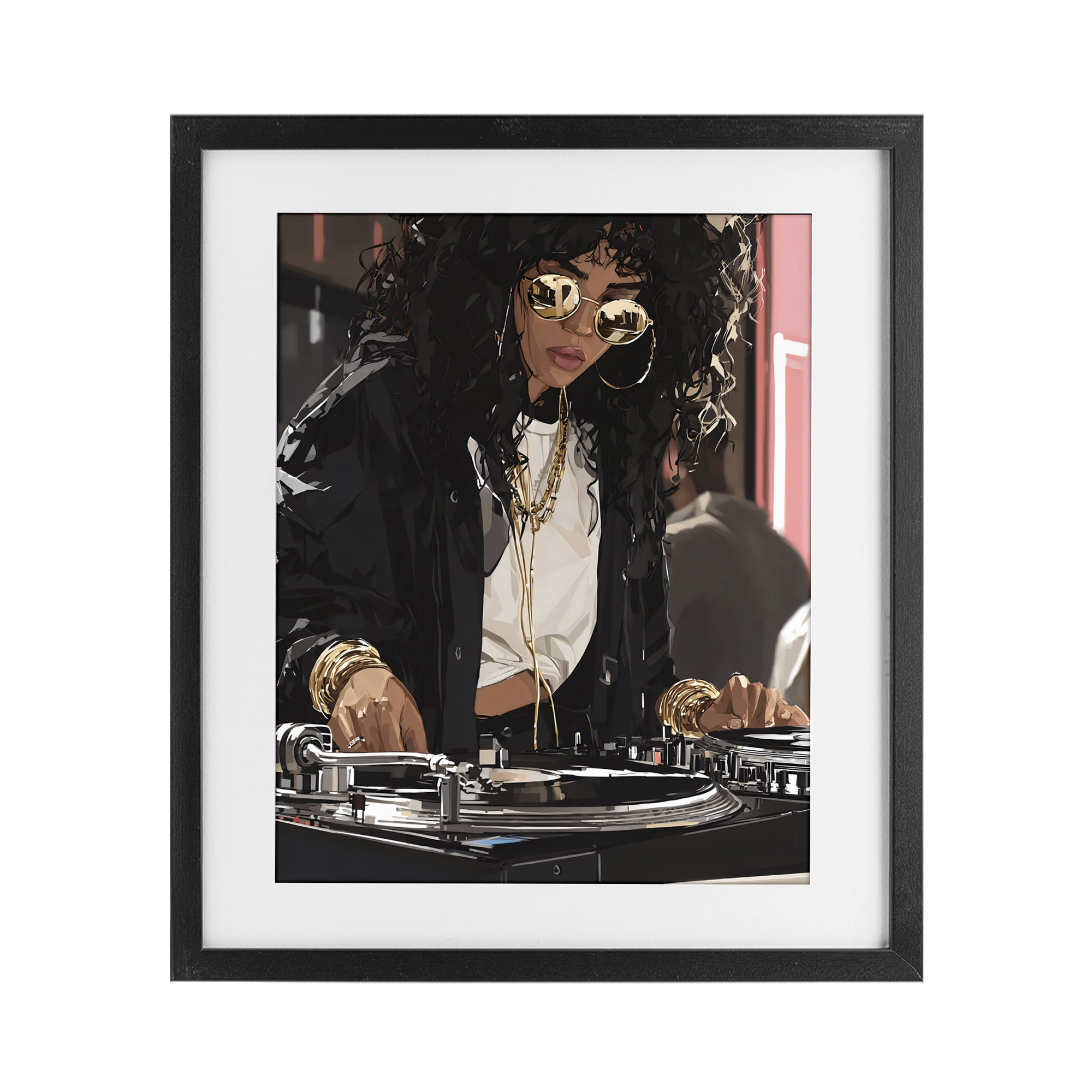 Stupell Industries DJ Focused On Turntables Black Framed Print Under Glass, design by Franklyn Gregory