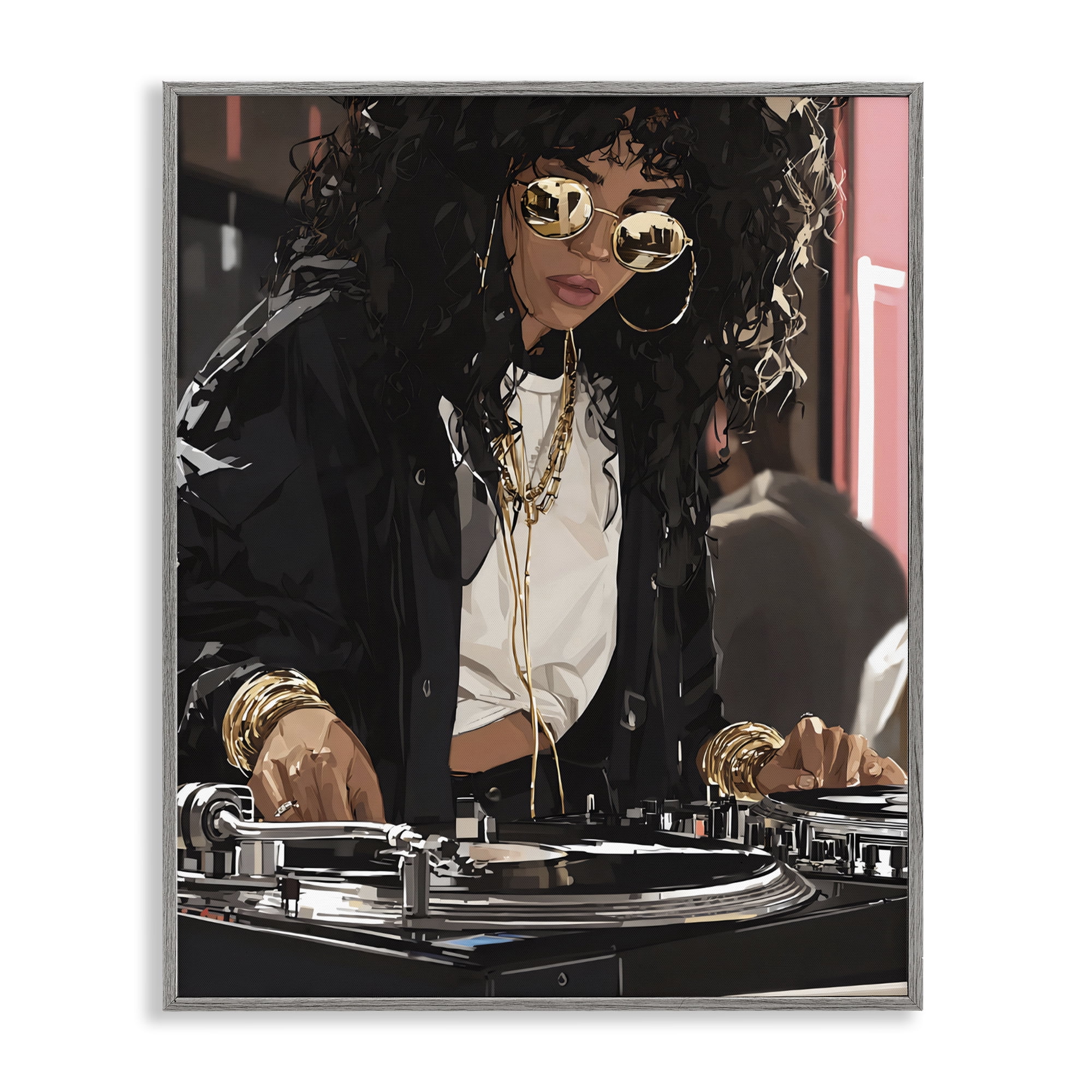 Stupell Industries DJ Focused On Turntables Gray Framed Giclee Art, design by Franklyn Gregory