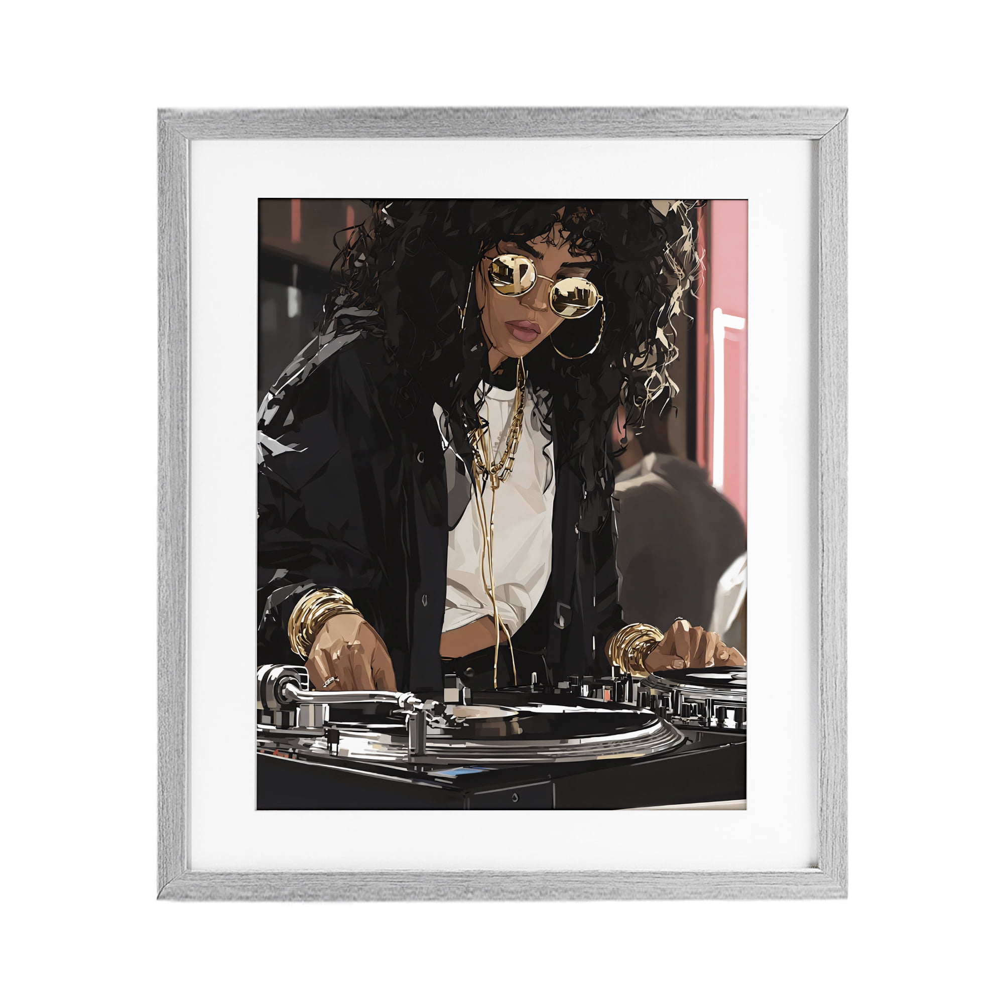 Stupell Industries DJ Focused On Turntables Gray Framed Print Under Glass, design by Franklyn Gregory