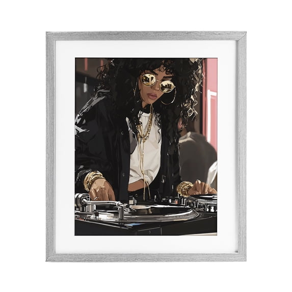 Stupell Industries Modern DJ Focused On Turntables Gray Framed Print Under Glass, 17 x 21, by Franklyn Gregory