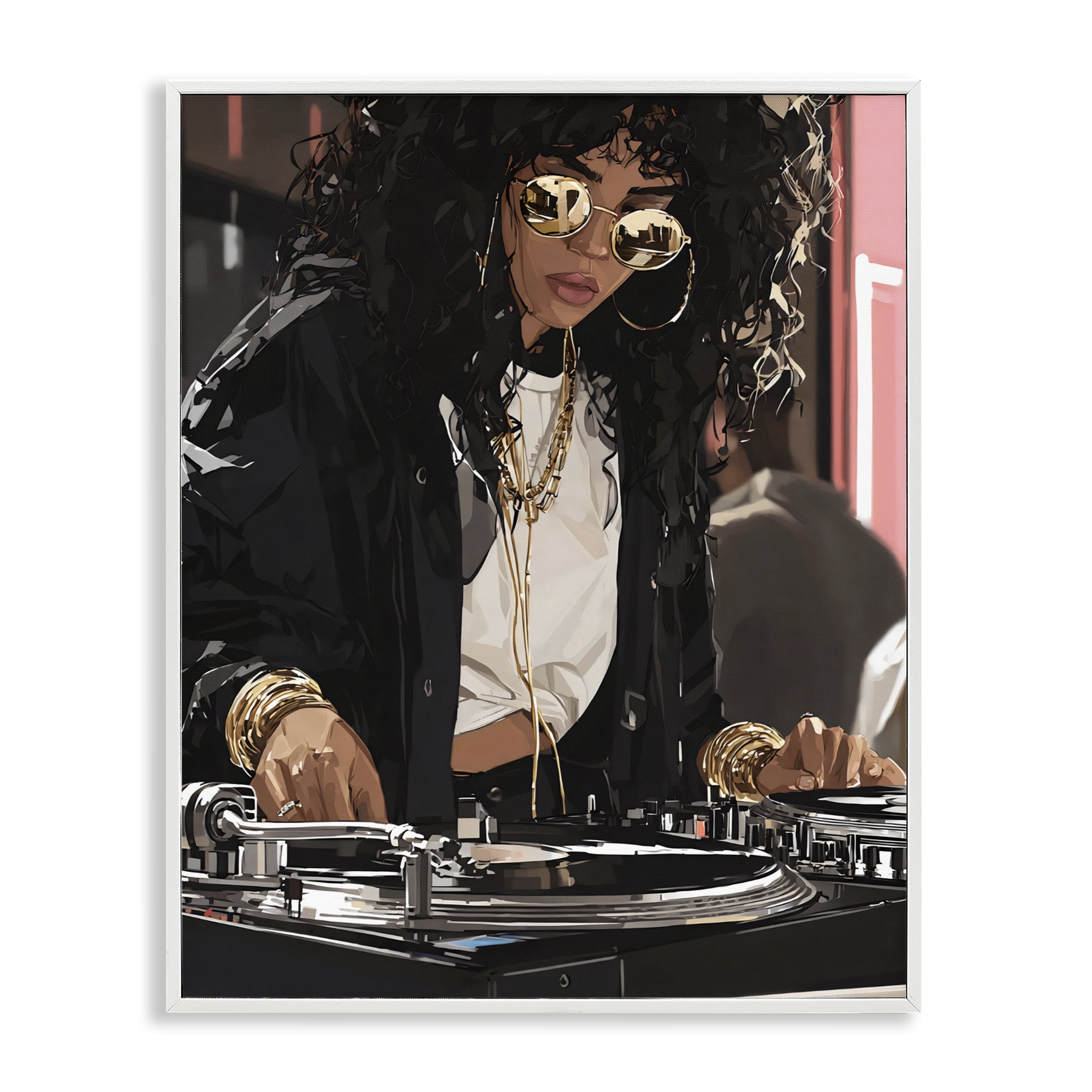 Stupell Industries DJ Focused On Turntables White Framed Giclee Art, design by Franklyn Gregory