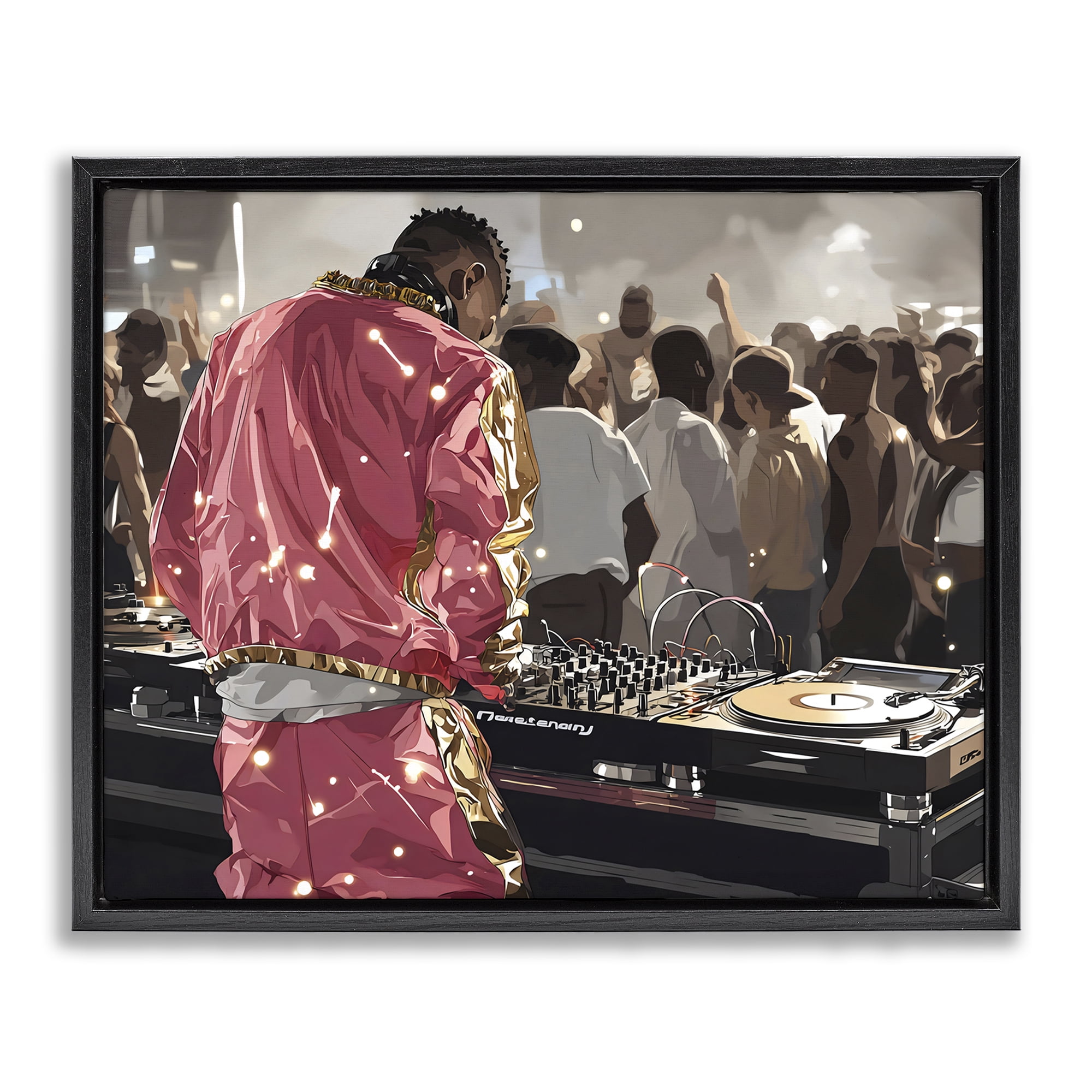 Stupell Industries DJ Performance At Nightclub Black Framed Floater Canvas Wall Art, design by Franklyn Gregory
