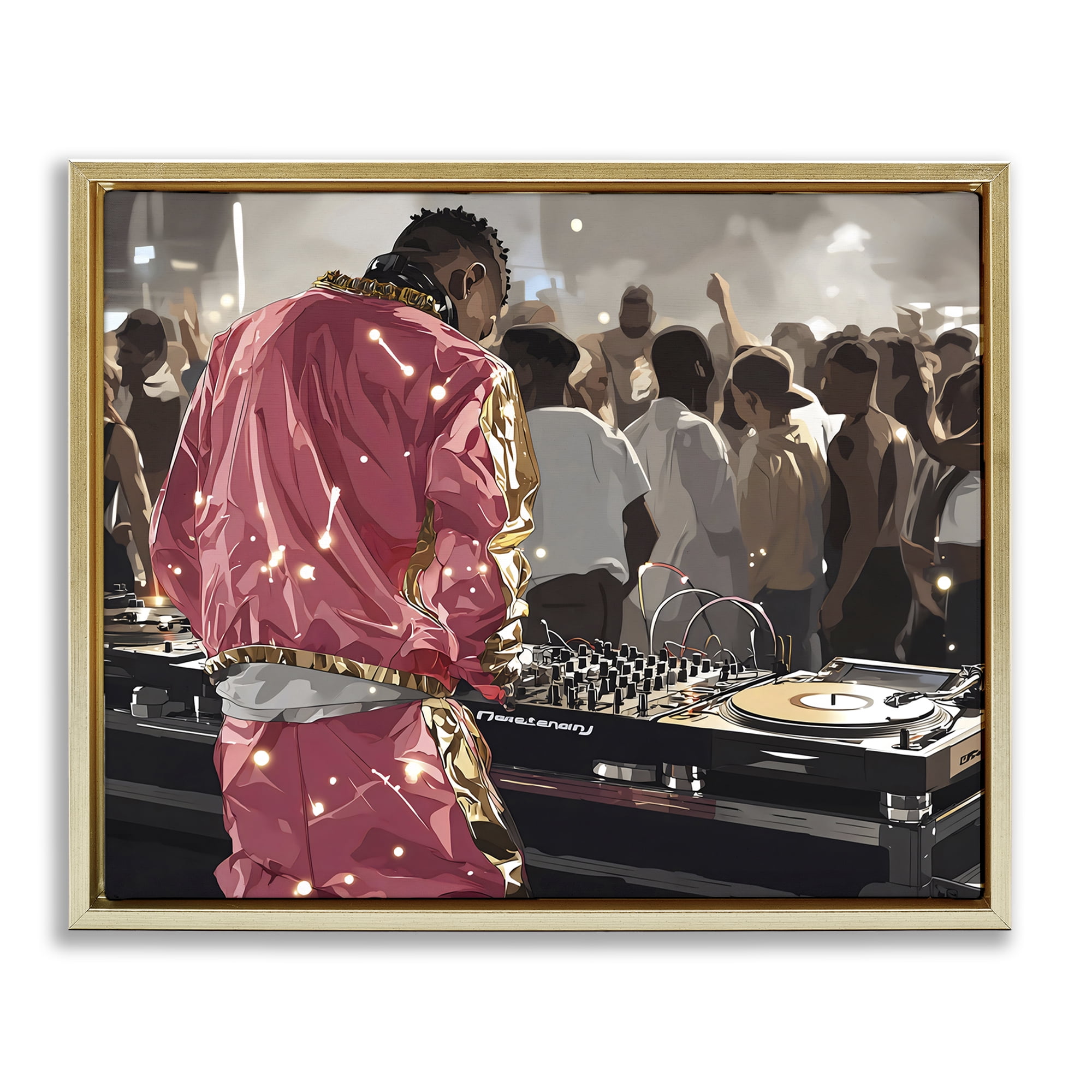 Stupell Industries DJ Performance At Nightclub Gold Framed Floater Canvas Wall Art, design by Franklyn Gregory