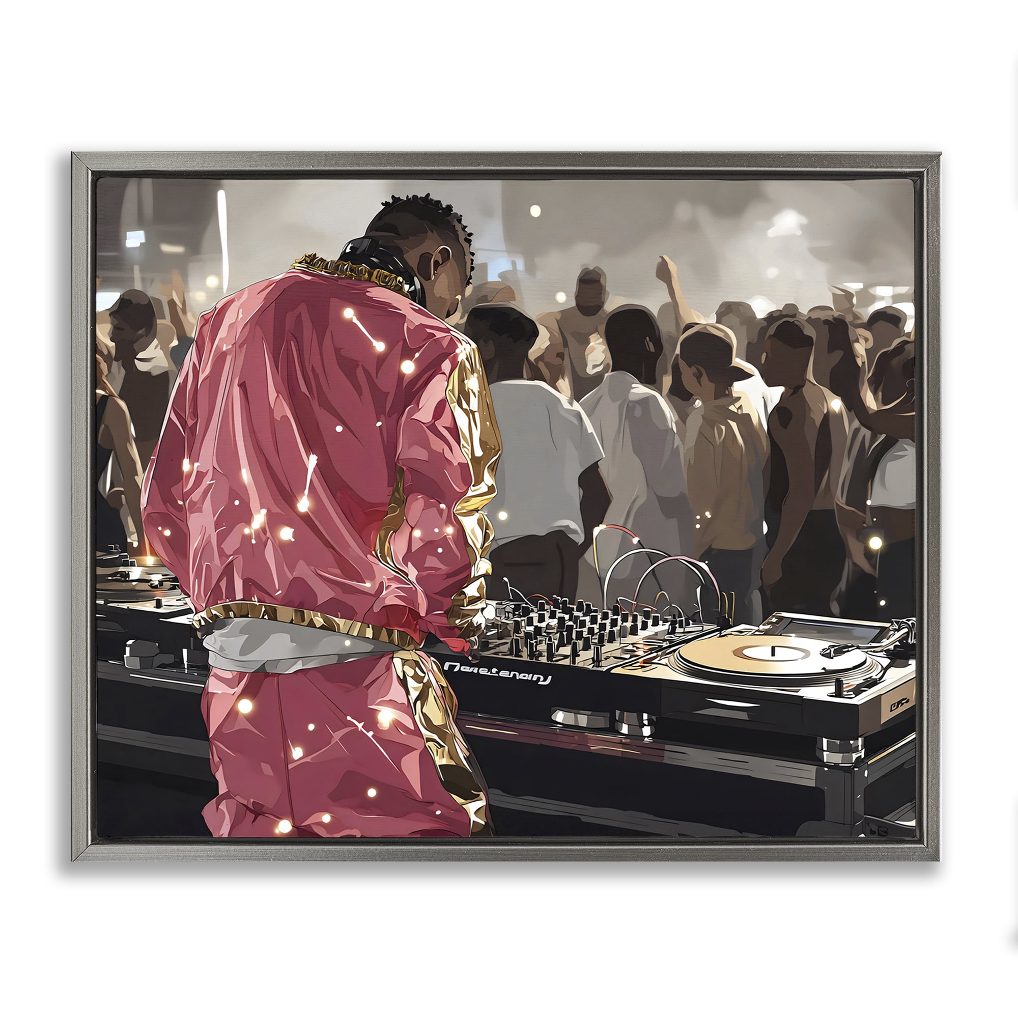 Stupell Industries DJ Performance At Nightclub Gray Framed Floater Canvas Wall Art, design by Franklyn Gregory