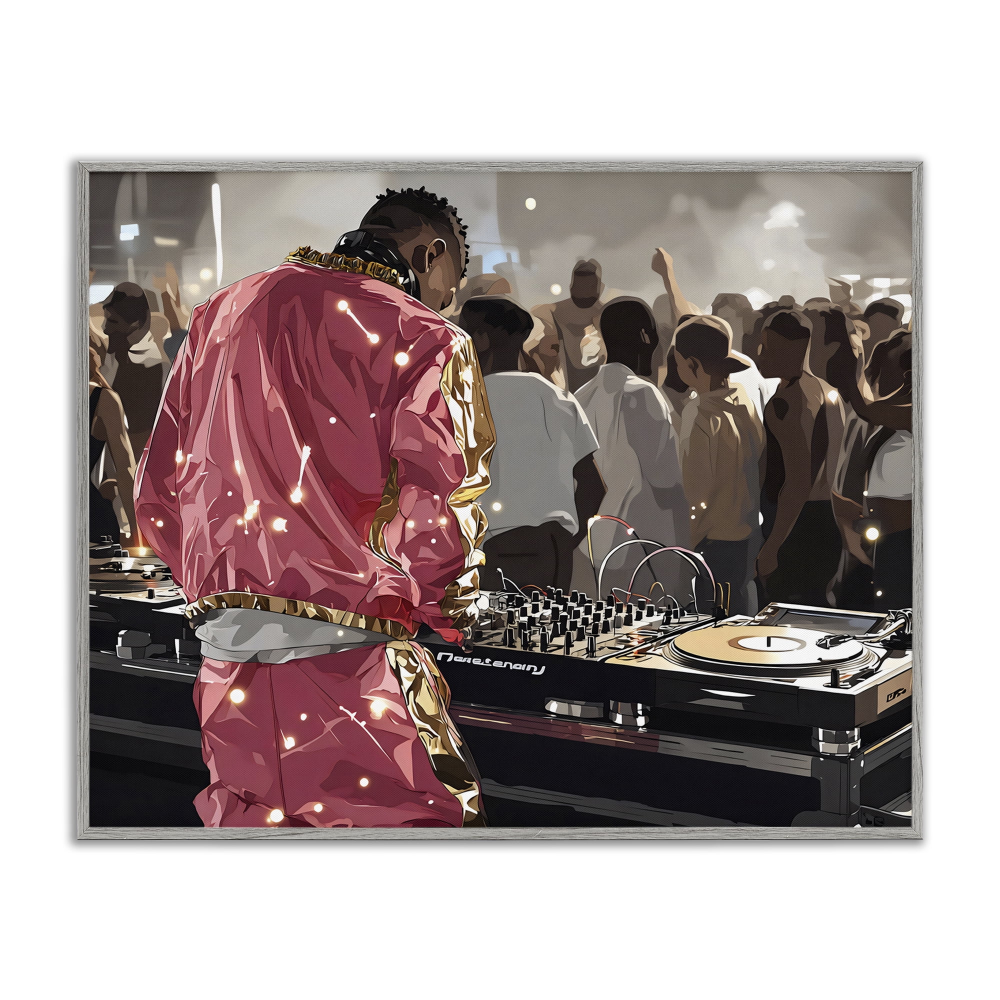 Stupell Industries DJ Performance At Nightclub Gray Framed Giclee Art, design by Franklyn Gregory