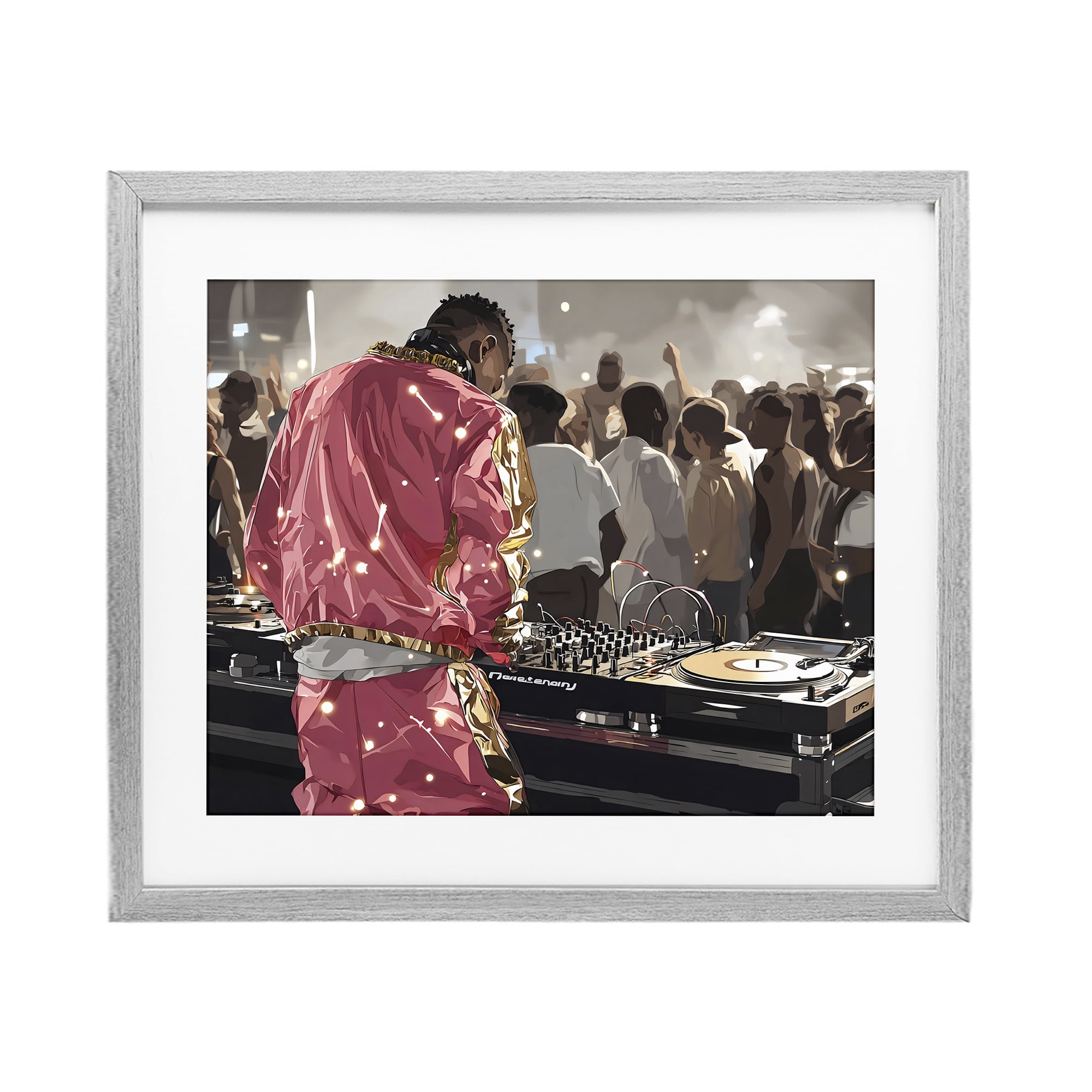 Stupell Industries DJ Performance At Nightclub Gray Framed Print Under Glass, design by Franklyn Gregory