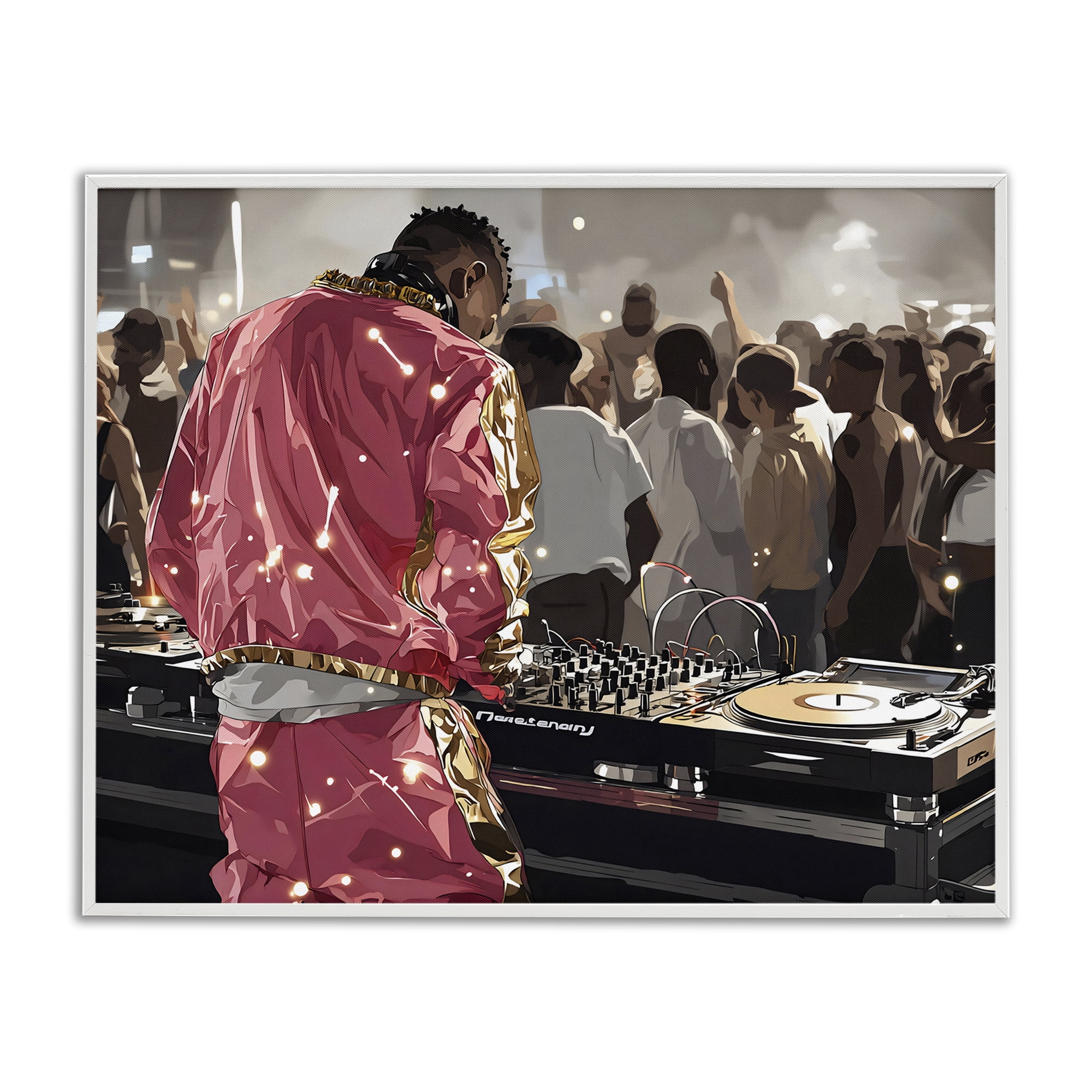 Stupell Industries DJ Performance At Nightclub White Framed Giclee Art, design by Franklyn Gregory