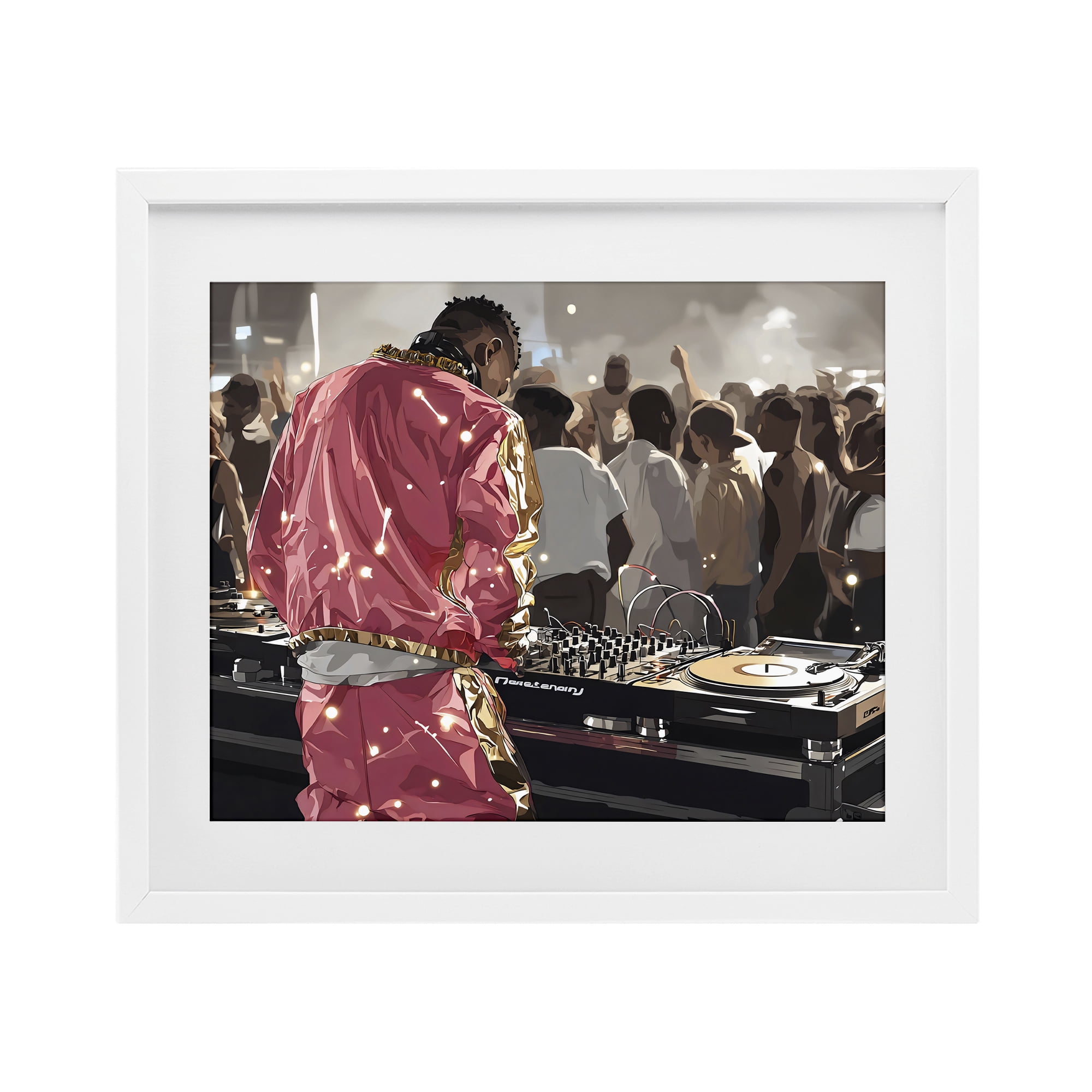 Stupell Industries DJ Performance At Nightclub White Framed Print Under Glass, design by Franklyn Gregory