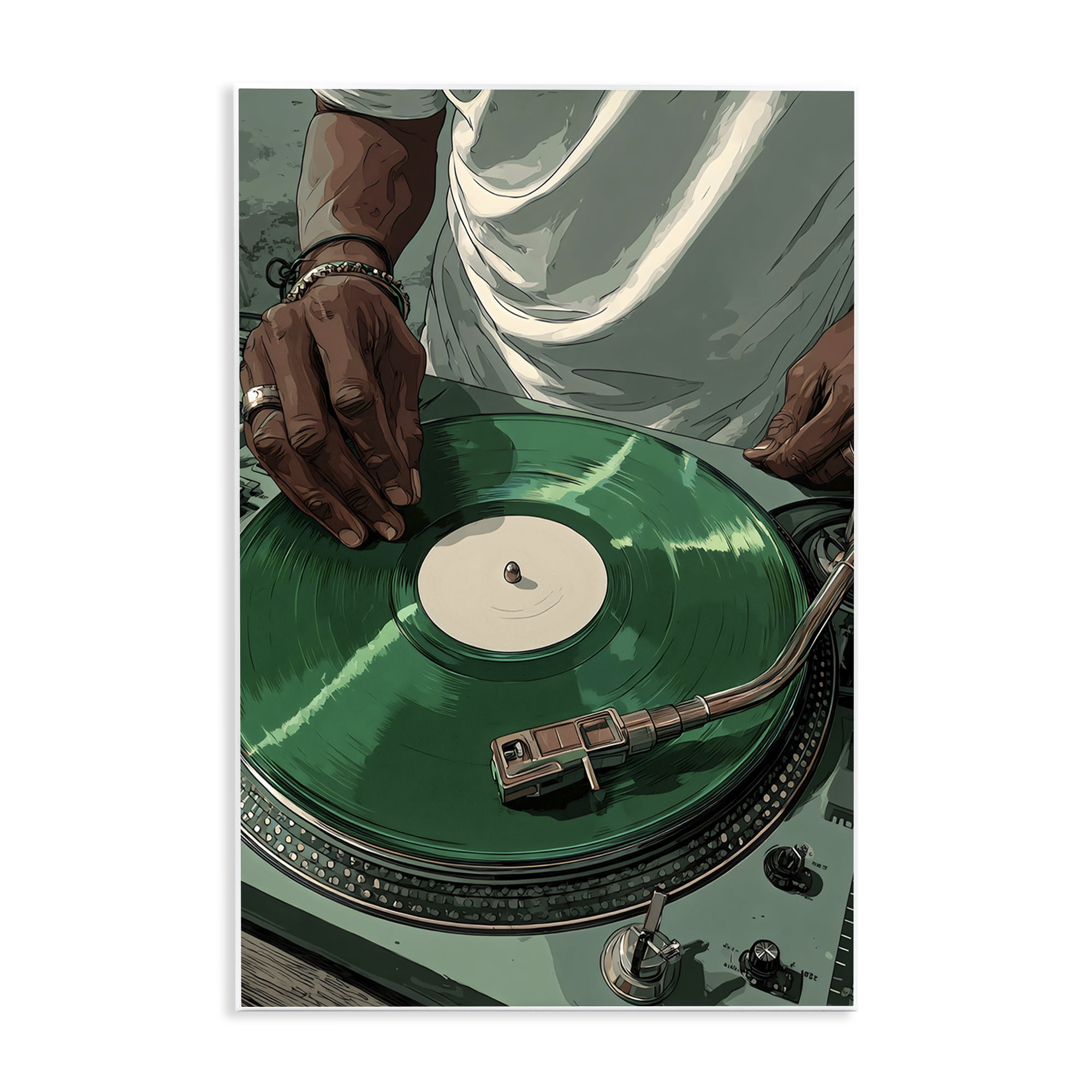 Stupell Industries DJ Spinning Green Record Wall Plaque Art, design by Franklyn Gregory